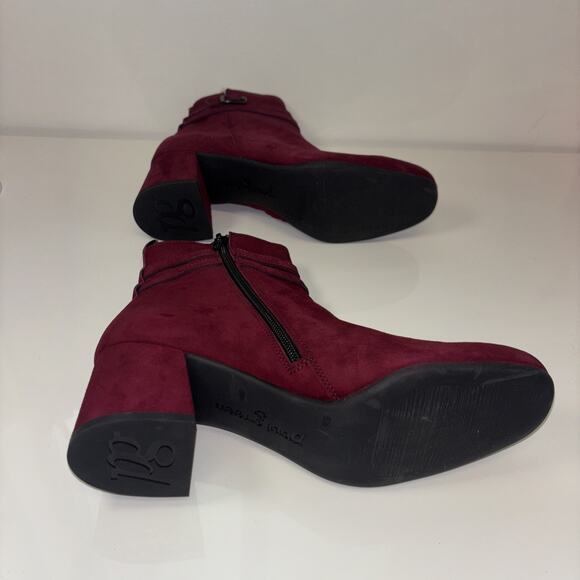 Paul Green Sydney Bootie Women Sz 8 Bordo Suede Leather Red SideZip Designer NEW - Picture 7 of 10